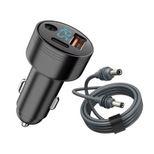 Aluminum Car Power Adapter With USB C PD45W And-Black 3 meters