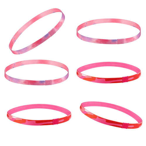 Bandeaux athlétiques unisexes, 6 pièces, élastiques-rose rouge