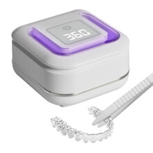 Ultrasonic Retainer Cleaner Machine with 2 Digital Timer, U-V Dental Cleaning Pod with Viewing Port,180ml US Plug