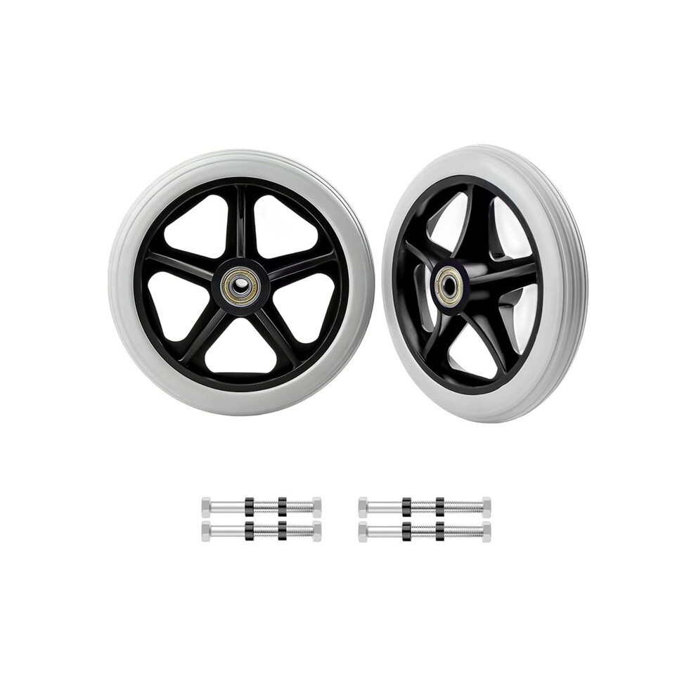 2Pcs 6 Inch Solid Wheelchair Replacement Wheels Rubber Material for Walkers, Rollators, Wheelchairs Accessories
