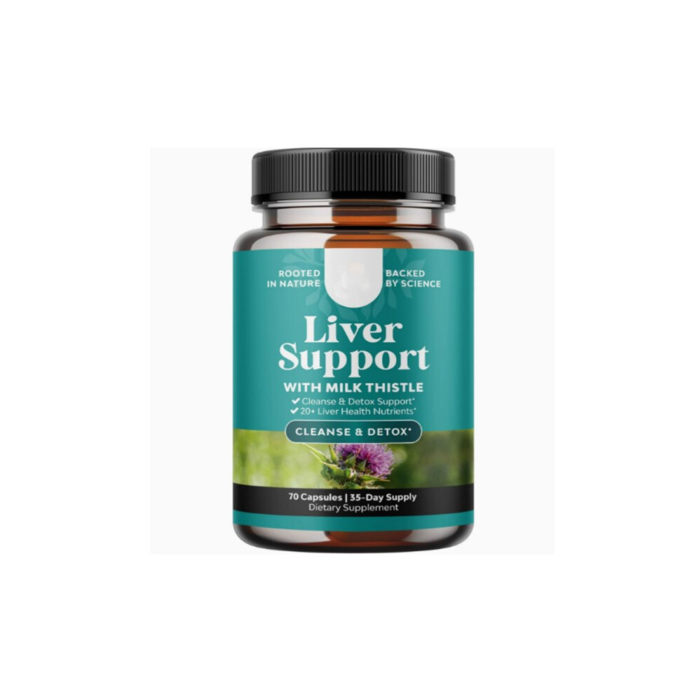 (1PC) Milk Thistle Supplement for Digestion Immune Health Ginger Root, Choline & Dandelion Root - Herbal Liver Support with Silymarin, 70 Counts