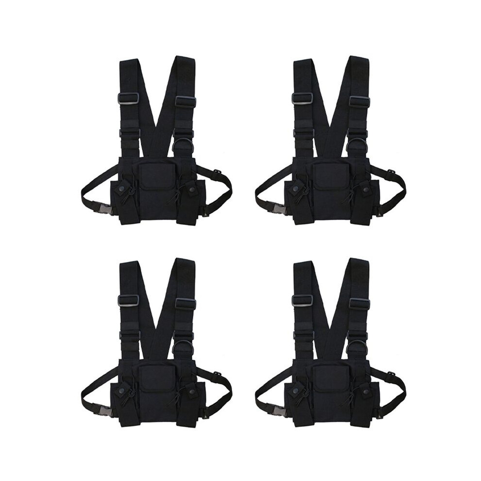 4X Radio Walkie Talkie 3 Pocket Chest Pack Bag Harness With Zipper For 6031093278575