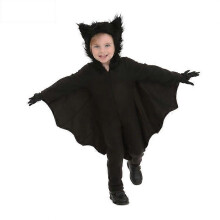 (110cm) Felpa da pipistrello unisex per bambini, costume di Halloween Cosplay con guanti, tuta da pipistrello nera da vampiro anime