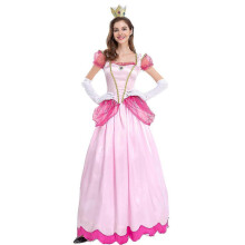 (xxl) Abito da principessa di Halloween color pesca e regina rosa, costume da palcoscenico per adulti, perfetto per feste.