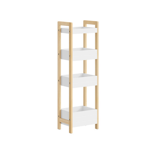 SoBuy Bamboo Storage Tower 4 Bins White 90cm