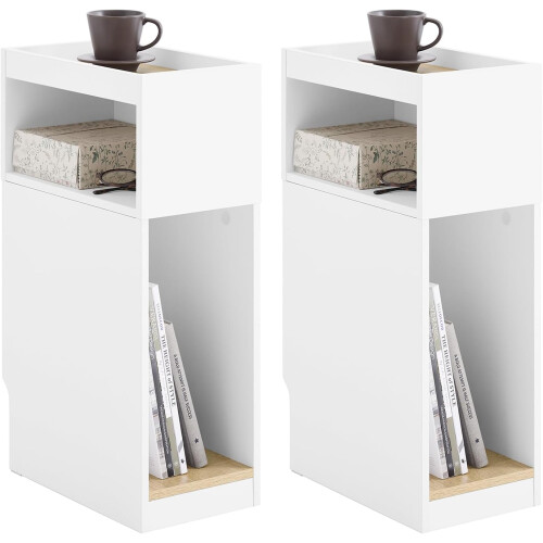 SoBuy Σετ 2 Κομοδίνα Λευκό 20x35x60cm 1 Συρτάρι 1 Ράφι
