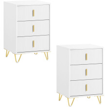 SoBuy 2 White Bedside Tables 3 Drawers 40x36x63 cm