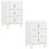 SoBuy Σετ 2 Κομοδίνα Λευκό 40x36x63 cm 3 Συρτάρια 1