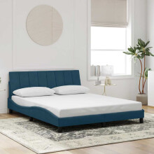 vidaXL sengestel med hovedgærde blå 160x200 cm fløjl
