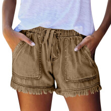 Womens Lightweight Shorts Casual Baggy Trendy Pants-Khaki XXXL
