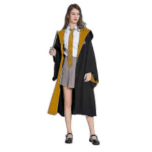 (Hufflepuff, XL) Hermiona Robe Peleryna Cosplay Hogwart dla dorosłych Zestaw 4-częściowy