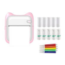 Printer Sticker Maker, Portable Thermal Sticker Printer,  Inkless Printer with 10 Roll Paper and 5 Color Pens