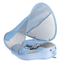 (Blue) Salvagenti anulari per neonati di alta qualità con parasole, a prova di perdite e senza bisogno di gonfiaggio.