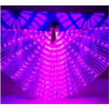 (Pink) Châle de danse du ventre féerique lumineux multicolore à LED de 145 cm, costume de spectacle et accessoires de danse