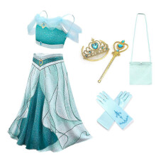(5 pcs, 100) Robe de princesse Jasmine pour fille, costume d'anniversaire et d'Halloween
