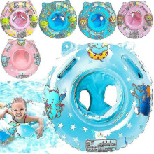 (Blue) Set galleggiante per il collo e sedile da nuoto per bambini dai 3 ai 36 mesi, anello gonfiabile per il bagno in piscina.