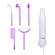 (5 in 1 Purple) High Frequency Facial Machine Skin Therapy Electrode Wand Neon Electrotherapy Glass Tube Acne Spot Remover Face Skin Care Device