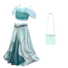 (2 pcs, 120) Déguisement de princesse Jasmine pour fille, idéal pour un anniversaire ou une fête d'Halloween (ensemble 2 pièces).