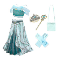 (5 pcs, 100) Déguisement de princesse Jasmine pour fille, idéal pour un anniversaire ou une fête d'Halloween (ensemble 2 pièces).