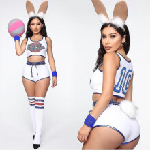 (M) Costume da cosplay di Space Lola Bunny per donne e ragazze, set di costumi di Halloween da coniglietta.