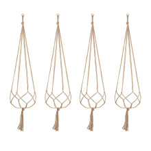 (122cm) 4-pack hängande planteringsset i jute, krukhållare i naturligt hamparep för inomhusdekoration