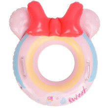 (Pink) Galleggiante gonfiabile per bambini con personaggi dei cartoni animati e doppie maniglie, ideale per divertirsi alle feste in spiaggia.