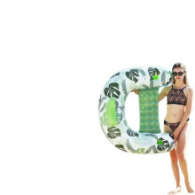 (Green) Poltrona galleggiante gonfiabile con 2 portabicchieri e maniglie laterali
