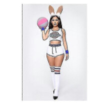(S) Costume da cosplay di Space Lola Bunny per donne e ragazze, set di costumi di Halloween da coniglietta.