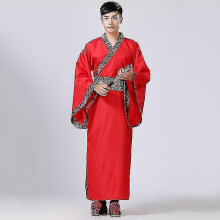(gules, S) Completo da uomo Hanfu (tradizionale) per spettacoli di danza popolare cinese, ideale per festival ed esibizioni sul palco.