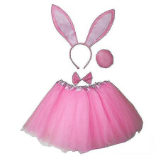 (Pink) Déguisement de lapin de Pâques pour enfants : serre-tête oreilles de lapin et tutu