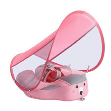(Pink) Salvagenti anulari per neonati di alta qualità con parasole, a prova di perdite e senza bisogno di gonfiaggio.