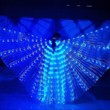 (Acid blue) Sciarpa da danza del ventre da fata multicolore a LED, lunga 145 cm, ideale come costume e accessorio per la danza.