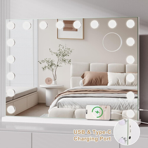 18 LED Hollywood Four-Button Bluetooth Makeup Mirror 2