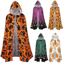 (D) Cape de cosplay NIUNIU pour Halloween avec imprimé citrouille souriante, idéale pour un costume de magicien ou une mascarade.