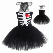 (Black, XL) Gothic Zombie Bride Dress for Women & Kids – Scary Ghost Halloween Masquerade Costume Set