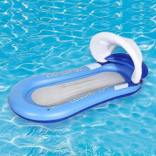 (Blue(withPeng)) Aufblasbarer Wasserliegestuhl mit Armlehnen, Netz und Ruderring – Schwimmendes Spielzeug für Pool- und Seespaß #Jywj095