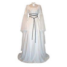 (White, M) Women's Gothic Halloween Vintage Medieval Renaissance Cosplay Dress Costume