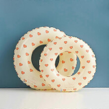 (retro heart, 1pcs60cm) Vintage Striped Inflatable Swim Ring Float for Kids & Adults Pool Party Water Sports