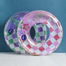 (checkered sequins, 1pcs90cm) Salvagente gonfiabile a righe vintage per bambini e adulti, ideale per feste in piscina e sport acquatici.