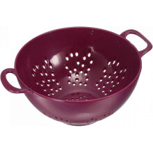 (Purple) Mini Plastic Mesh Colander with Dual Handles for Washing Rice, Draining Pasta, Fruits & Vegetables