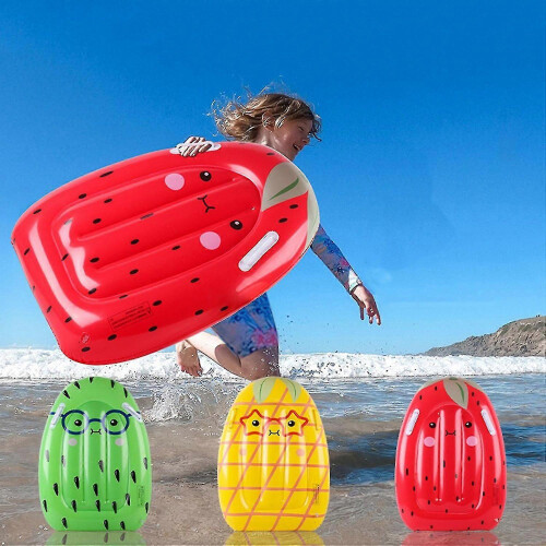 (Pineapple) Inflatable Pool Surfboard High Buoyancy Heavy-Duty Floating Board with Handle