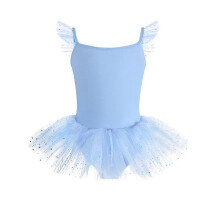 (blue, 130) Robe de ballet à paillettes ravissante pour filles, ensemble jupe et costume de danse