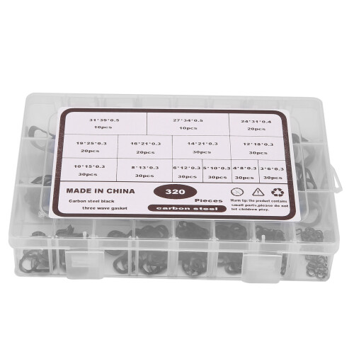 320Pcs Carbon Steel Compression Type Wavy Wave Crinkle Spring Three Wave Washers Assortment Kit 1