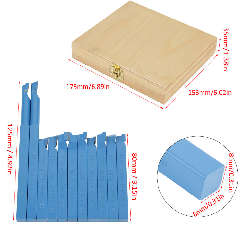 8x8mm Carbide Tipped Welding Lathe Bit Set