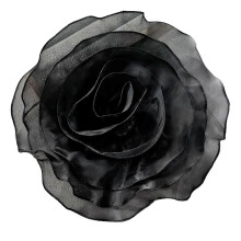 (Black) Applicazioni floreali 3D fatte a mano in tessuto nero per costumi da ballo e toppe da cucire su abiti tradizionali.