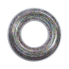 (Multicolour, 70cm) Transparent Inflatable Pool Ring with Glitter Sparkles - Fun Floating Tube for Kids & Adults