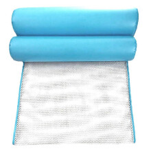 (Blue) Amaca gonfiabile pieghevole per piscina, lettino monoposto con schienale