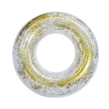 (Gold, 70cm) Anello gonfiabile trasparente per piscina con brillantini - Divertente tubo galleggiante per bambini e adulti