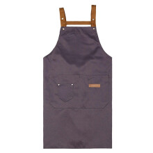 (Grey) Waterproof Kitchen Apron with Adjustable Strap & Pouch, Anti-Fouling Design for Cooking