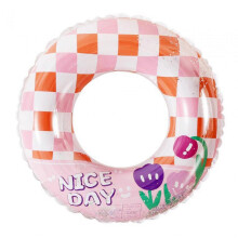 (Sequin Plaid Pink) Galleggiante gonfiabile per piscina per neonati, imbottito, ideale per l'allenamento al nuoto.